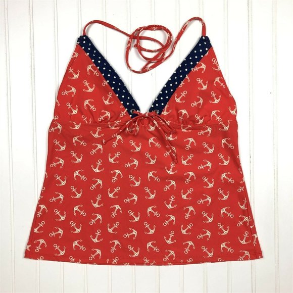 Sperry Other - Sperry Swim Tankini Halter Tie Nautical Anchor Red